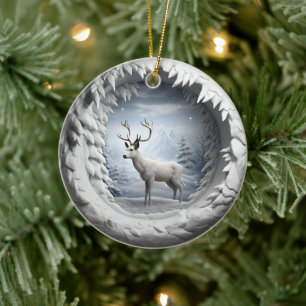 Décoration En Céramique Style 3D Deer Buck Pays Cabine Noël