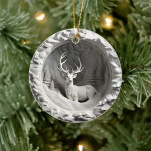 Décoration En Céramique Style 3D Deer Buck Pays Cabine Noël
