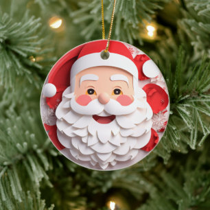 Décoration En Céramique Style 3D Santa Clause Noël