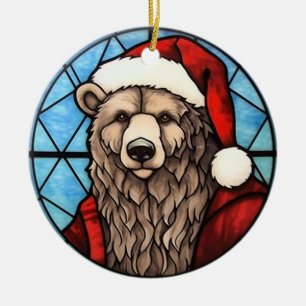 Décoration En Céramique Style de vitrail de l'ours de Noël