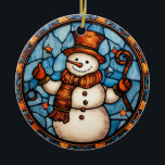 Décoration En Céramique Style de vitrail de Noël Snowman<br><div class="desc">Voici notre motif de Noël festif ! Ce design joyeux résume la magie de la saison des fêtes dans un style fantaisiste et intemporel. Que vous soyez décorateur de vêtements,  de déco maison ou d'accessoires,  ce motif est l'ajout parfait à votre collection de Noël.</div>
