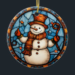 Décoration En Céramique Style de vitrail de Noël Snowman<br><div class="desc">Voici notre motif de Noël festif ! Ce design joyeux résume la magie de la saison des fêtes dans un style fantaisiste et intemporel. Que vous soyez décorateur de vêtements, de déco maison ou d'accessoires, ce motif est l'ajout parfait à votre collection de Noël.</div>