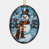 Décoration En Céramique Style de vitrail de Noël Snowman (Droite)