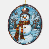 Décoration En Céramique Style de vitrail de Noël Snowman (Gauche)