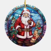 Décoration En Céramique Style de vitrail du Père Noël (Dos)