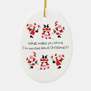 Décoration En Céramique Style vintage le père noël excité au sujet de Noël