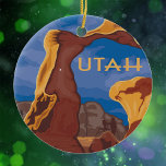 Décoration En Céramique Style vintage Utah Grand Staircase<br><div class="desc">Illustration de style vintage Utah du Grand Escalier - Monument National Escalante. Le nom Utah est dans une police rétro.</div>