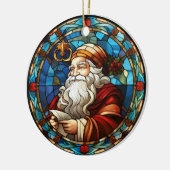 Décoration En Céramique Style vitrail de Noël Père Noël (Gauche)