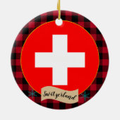 Décoration En Céramique Suisse, Plaid de buffle rouge & Drapeau suisse (Dos)