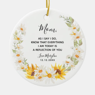 Décoration En Céramique Sunflower & Daisy Wreath Mère de la mariée