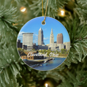 Décoration En Céramique Sunny River Skyline Cleveland