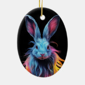 Décoration En Céramique Superbe Lapin Bleu en feu (Dos)