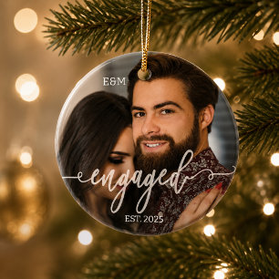 Décoration En Céramique Superposition de photo de couple fiancé avec texte
