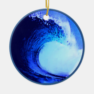 Décoration En Céramique surf cool bleu vague