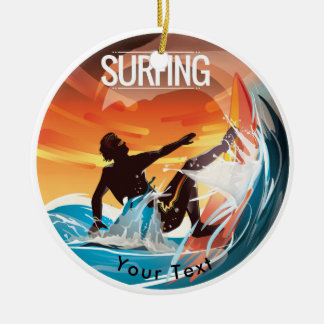 Décoration En Céramique Surf SPORTIF dans des vagues colorées