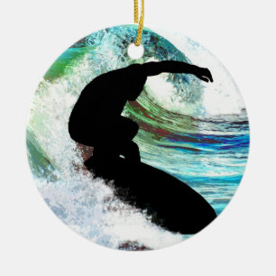 Décoration En Céramique Surfer dans la vague de bordage