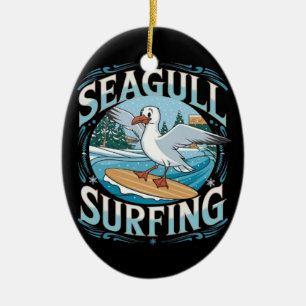 Décoration En Céramique Surfer d'hiver Mouette, Surf de mouette, Seagull T