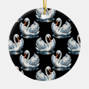 Décoration En Céramique Swan Birds Design Motif