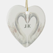 Décoration En Céramique Swans romantiques Mariage Couple Monogramme (Droite)