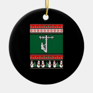 Décoration En Céramique Sweat de Noël Lineman Ugly