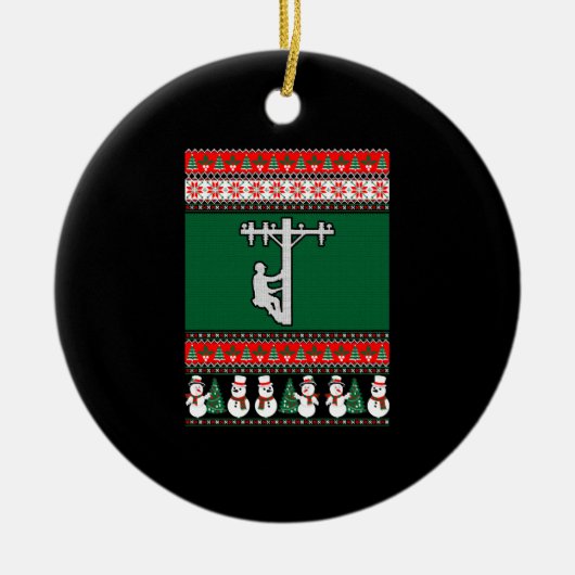 Décoration En Céramique Sweat de Noël Lineman Ugly (Devant)