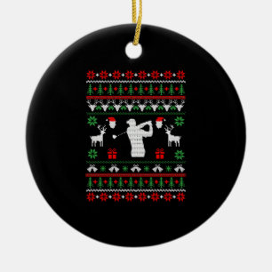 Décoration En Céramique Sweat de Noël moche Golf