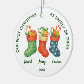 Décoration En Céramique Sweet First Christmas Family of Three Photo (Gauche)