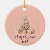 Décoration En Céramique Sweet Pastel Blush Pink Snowflake & Christmas Tree (Dos)