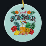 Décoration En Céramique Sweet Summer Time Beach | Île tropicale<br><div class="desc">Ce design comprend l'expression "Sweet Summer Time" avec des fruits tropicaux et des fleurs. Il conviendra aux amateurs de plage,  aux surfeurs et aux voyageurs cet été ou toute journée régulière.</div>