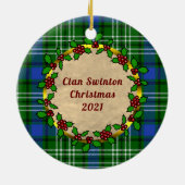 Décoration En Céramique Swinton Clan Badge & Tartan Noël personnalisé (Dos)