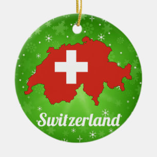 Décoration En Céramique Switzerland Swiss Flag Map Christmas