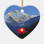 Décoration En Céramique Swtzerland Jungfrau et drapeau (Devant)