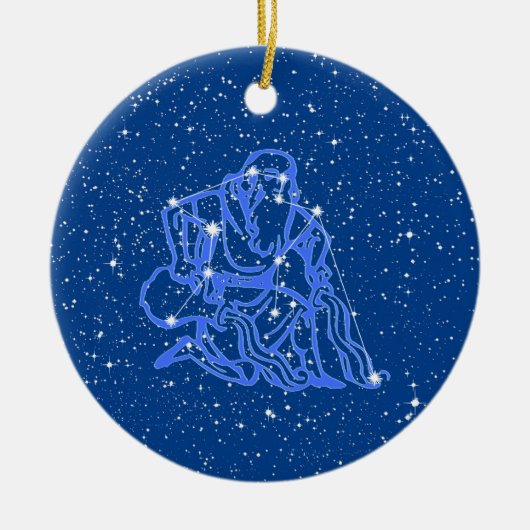 Décoration En Céramique Symbole Aquarius Zodiac avec étoiles sur une camér (Devant)
