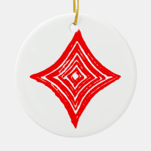Décoration En Céramique Symbole de carte de jeu rouge forme diamant Linocu