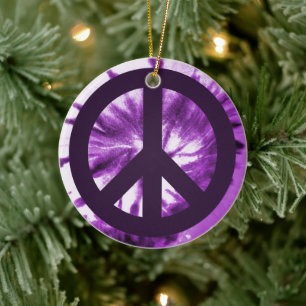 Décoration En Céramique Symbole de Cravate-teinture pourpre avec la paix