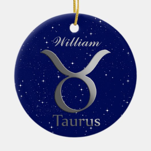 Décoration En Céramique Symbole du signe dim Taurus avec nom (Devant)