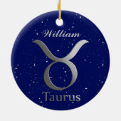 Décoration En Céramique Symbole du signe dim Taurus avec nom (Dos)