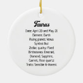 Décoration En Céramique SYMBOLE Horoscope Taurus Symbole et traits (Dos)