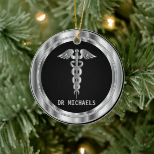 Décoration En Céramique Symbole médical 👨⚕️ - Noir et Argent