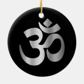 Décoration En Céramique Symbole noir et argent Om (Dos)