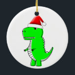 Décoration En Céramique T Rex Cute Dino Santas Casquette de Noël<br><div class="desc">Caricature en colère t-rex ! Version casquette père Noël. Des ornements personnalisés. Idée de décoration de Noël pour les enfants.</div>