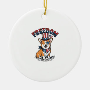Décoration En Céramique T-Shirt à gravure vintage Corgi patriotique de la