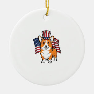 Décoration En Céramique T-shirt avec gravure vintage de Corgi patriotique_