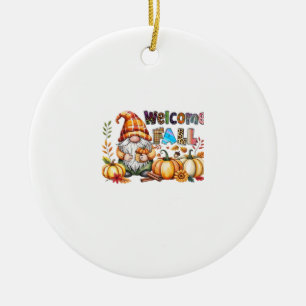 Décoration En Céramique T-shirt classique Bienvenue Gnomes d'automne.png