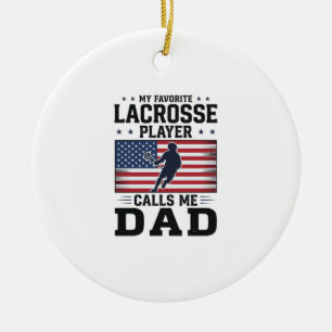 Décoration En Céramique T-shirt drôle de papa de lacrosse drapeau américai
