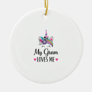 Décoration En Céramique T-Shirt Enfants Ma Gram M'aime Licorne Petite-Fill