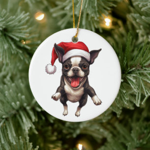 Décoration En Céramique T-shirt Fun Boston Terrier Noël Chien Personnalisé