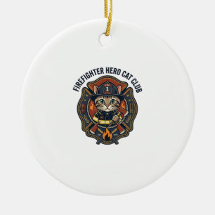 Décoration En Céramique T-shirt graphique chat héros pompier - Pompiers