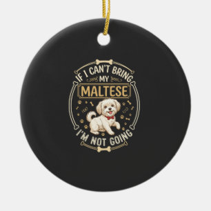 Décoration En Céramique T-shirt Maltais chien n'allant pas rouge noeud pap