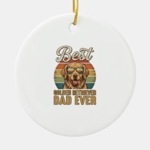 Décoration En Céramique T-shirt Papa Golden Retriever Sunset Vintage Ever